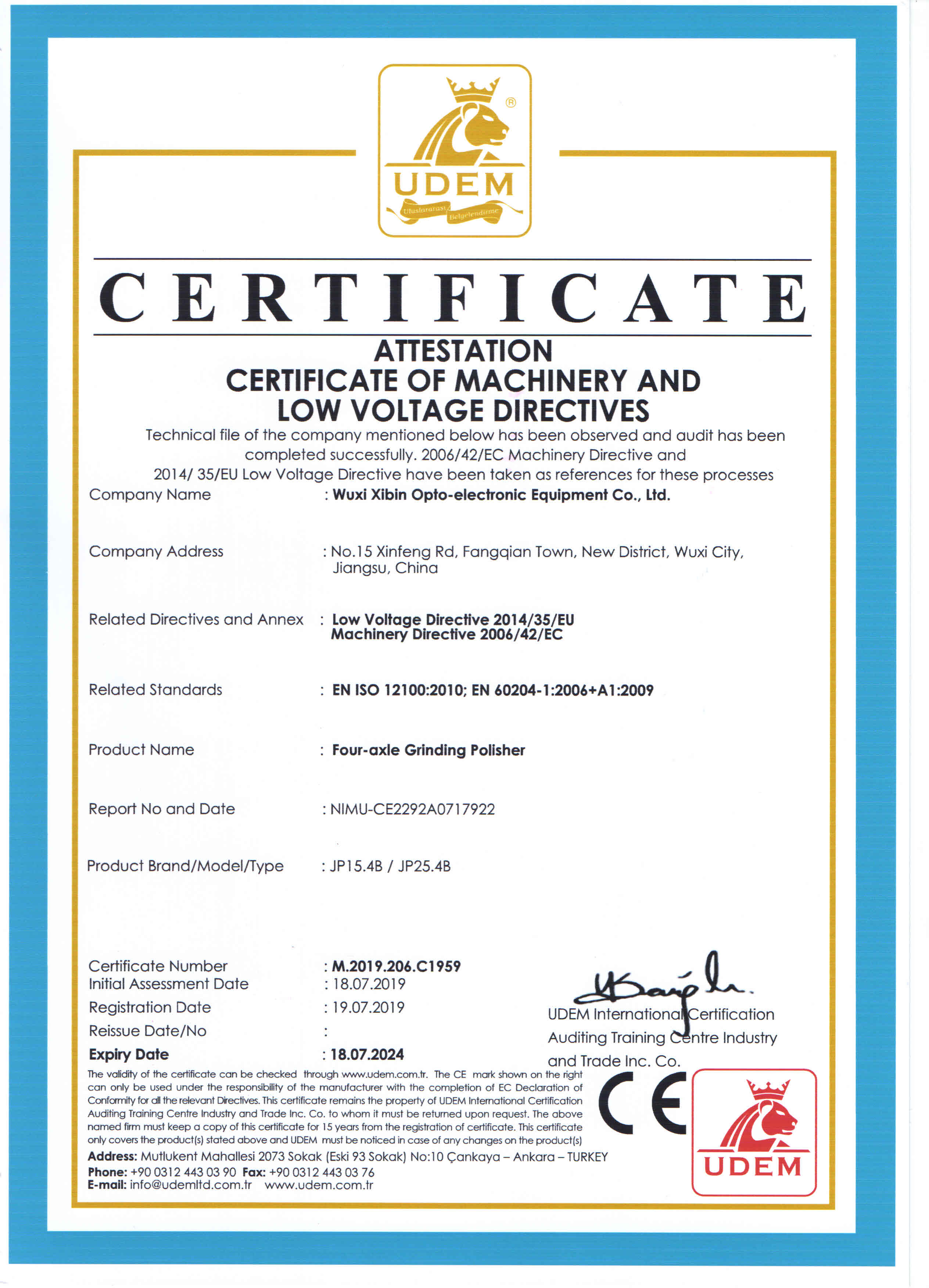 <b>EU CE Certification</b>
